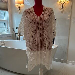 House of Harlow 1960 White Crochet Swim Coverup